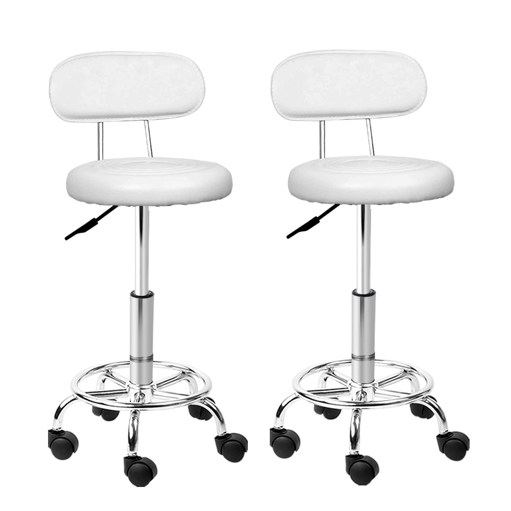 Artiss set of 2 Salon Stool Swivel Barber Chair Backrest Hairdressing Hydraulic Height