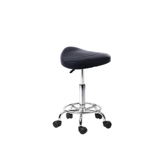 Artiss PU Leather Swivel Saddle Salon Chair - Black