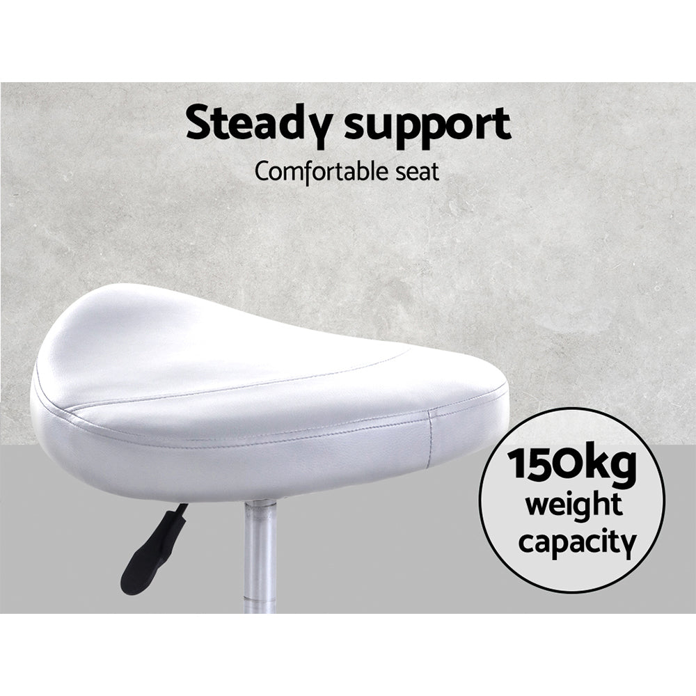 Artiss PU Leather Swivel Saddle Salon Chair - White