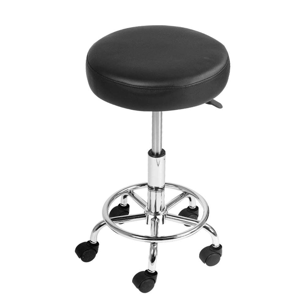 Artiss PU Leather Swivel Salon Stool - Black