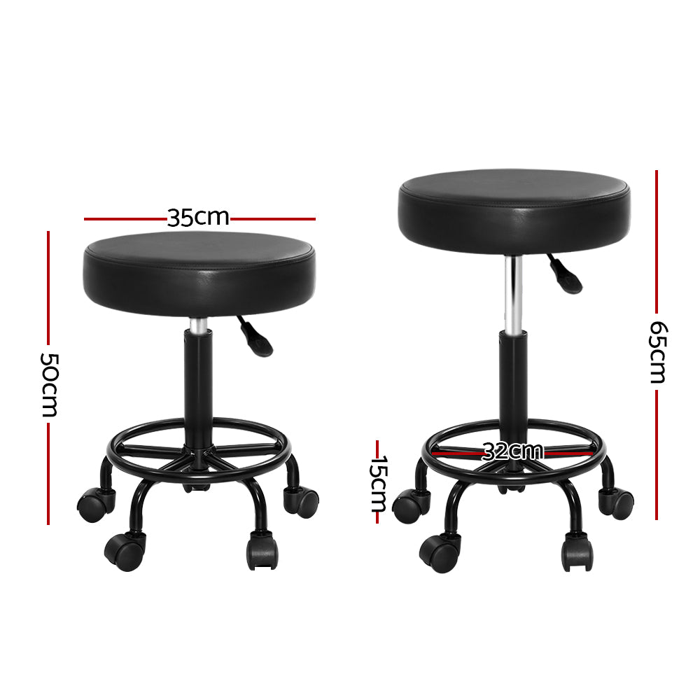 Artiss Round Salon Stool Stools Black Swivel Barber Hair Hydraulic Chairs Lift