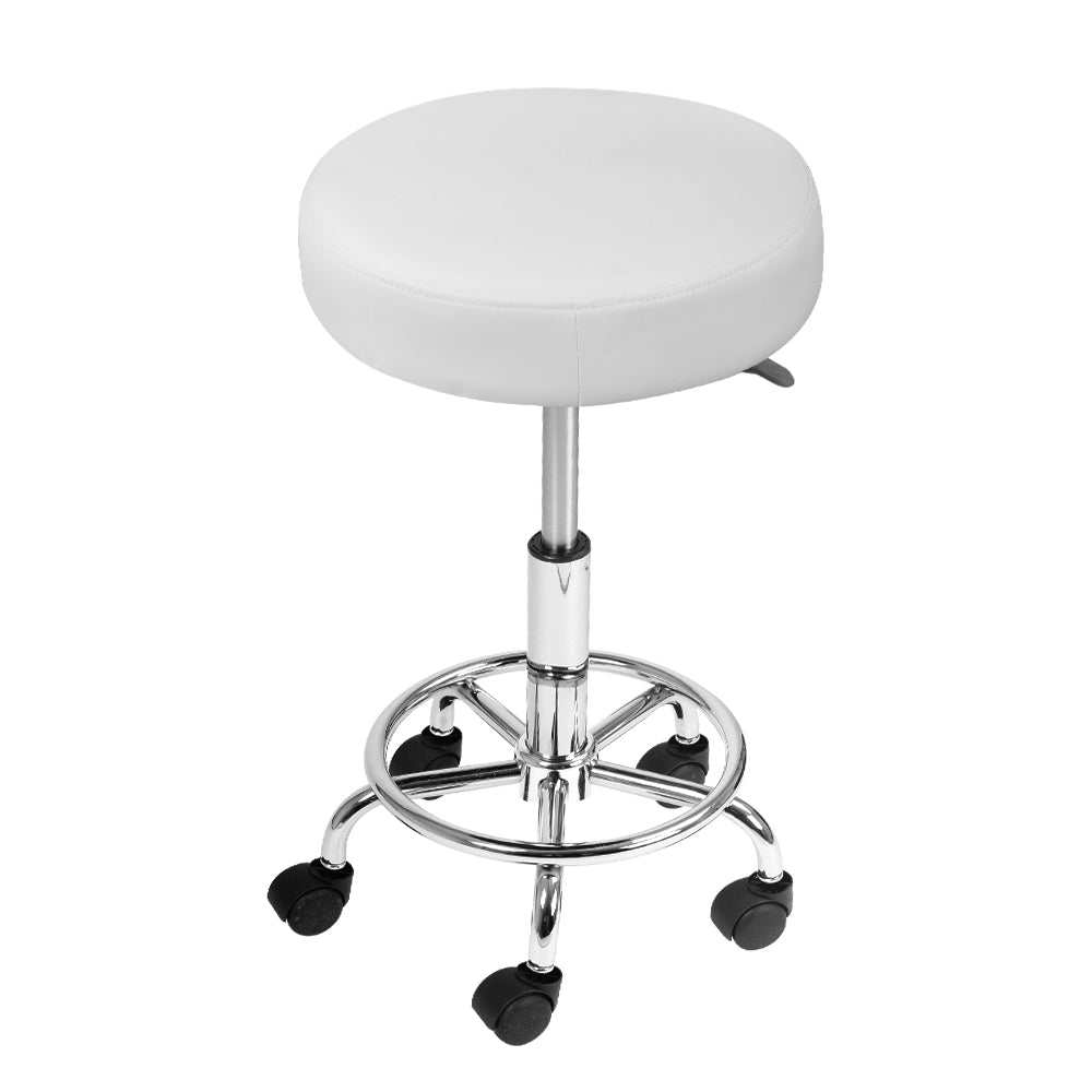 Artiss PU Leather Swivel Salon Stool - White