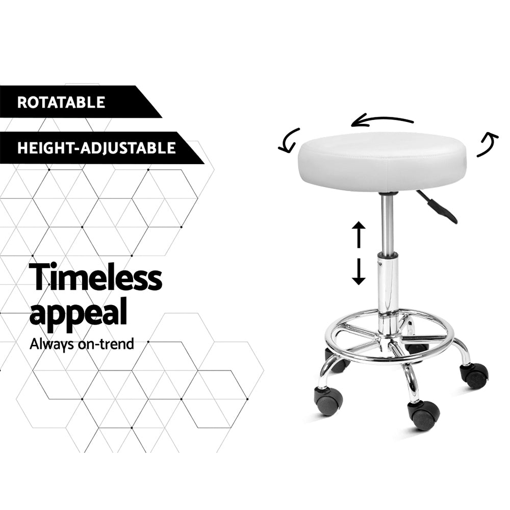 Artiss PU Leather Swivel Salon Stool - White