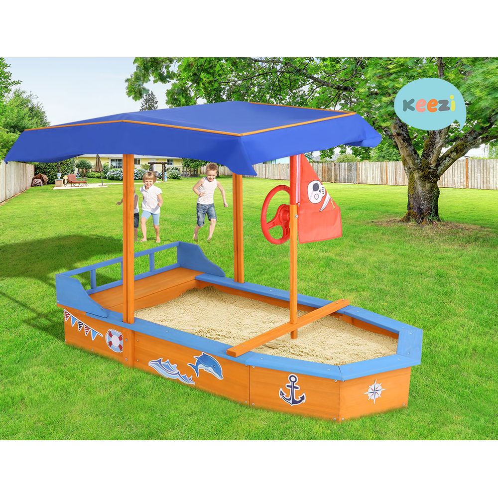 Keezi Boat-shaped Canopy Sand Pit