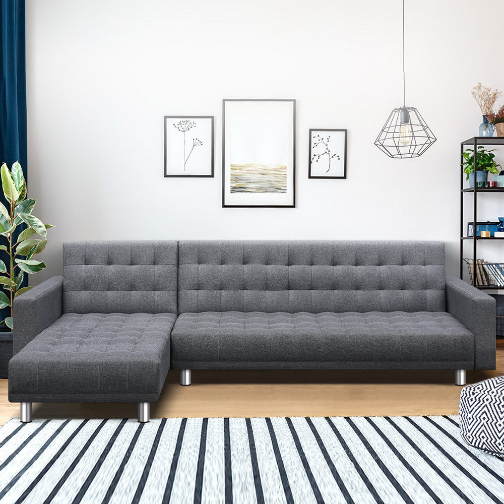 Artiss Modular Fabric Sofa Bed - Grey