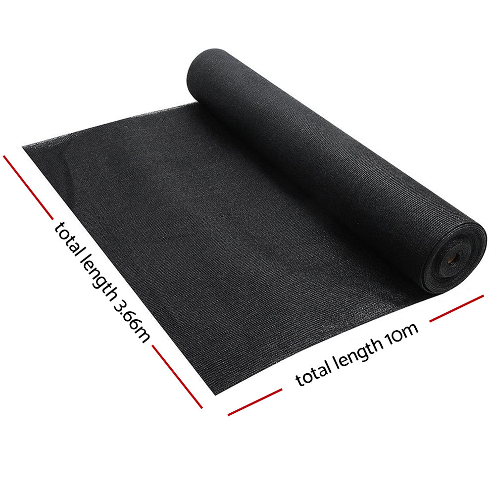 Instahut 70% UV Sun Shade Cloth Shadecloth Sail Roll Mesh Garden Outdoor 3.66x10m Black