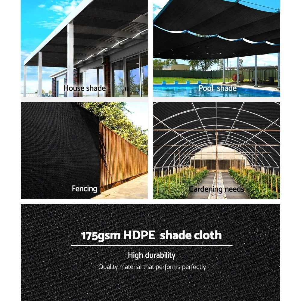 Instahut 70% UV Sun Shade Cloth Shadecloth Sail Roll Mesh Garden Outdoor 3.66x10m Black