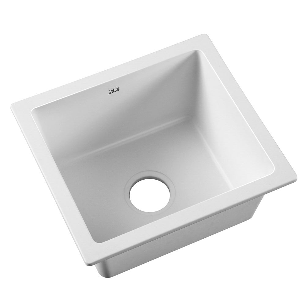 Cefito Stone Kitchen Sink 460X410MM Granite Under/Topmount Basin Bowl Laundry White