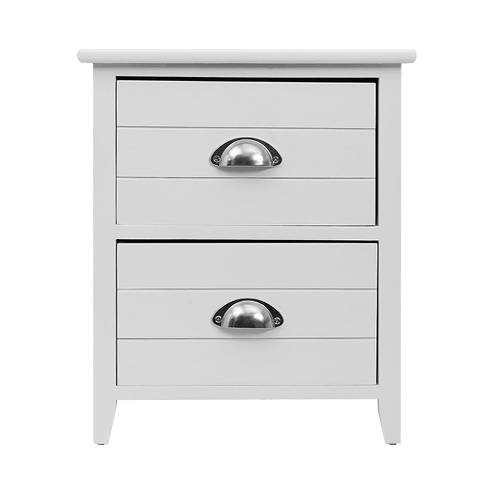 Artiss 2x Bedside Table Nightstands 2 Drawers Storage Cabinet Bedroom Side White