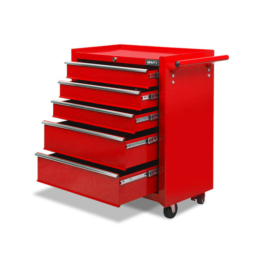 Giantz 5 Drawer Mechanic Tool Box Cabinet Storage Trolley - Red