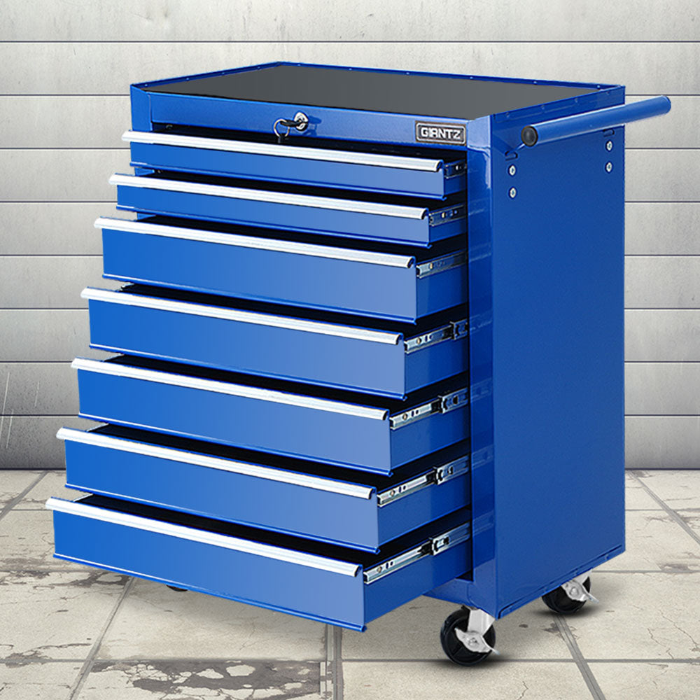 Giantz Tool Chest and Trolley Box Cabinet 7 Drawers Cart Garage Storage Blue