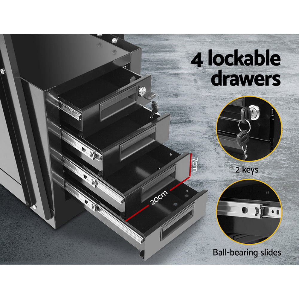 Giantz 4 Drawer Welding Trolley - Black