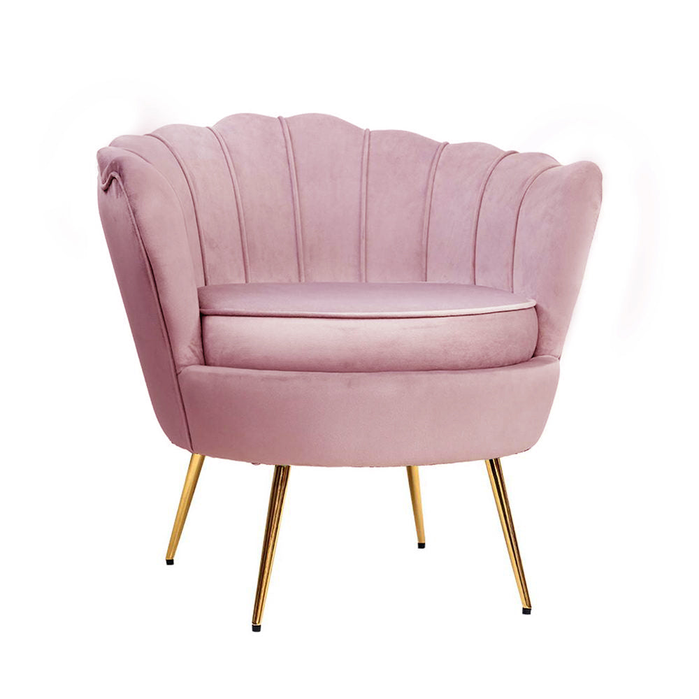 Artiss Armchair Lounge Chair Accent Armchairs Retro Single Sofa Velvet Pink