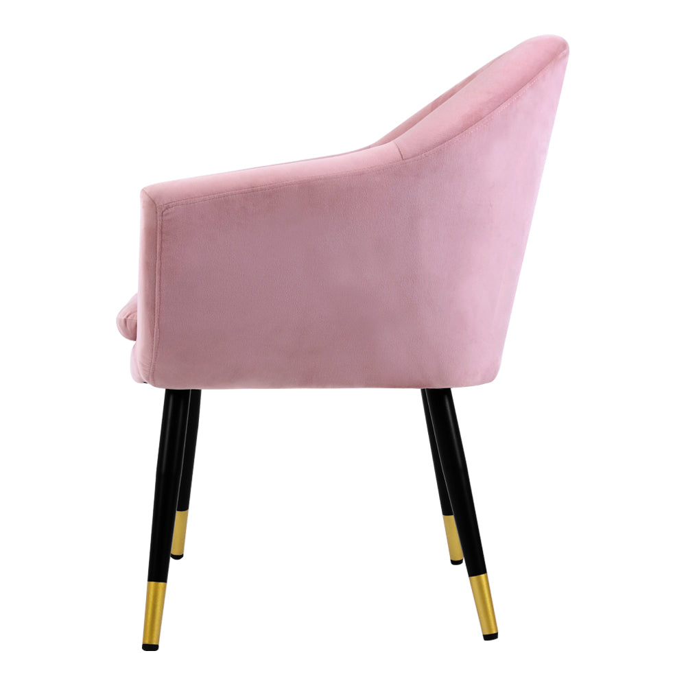 Artiss Armchair Lounge Chair Accent Armchairs Retro Single Sofa Velvet Pink Seat