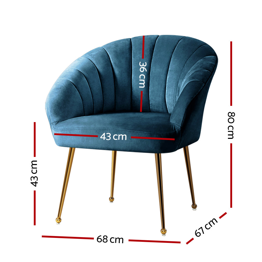 Artiss Armchair Lounge Chair Armchairs Accent Chairs Navy Blue Velvet Sofa Couch