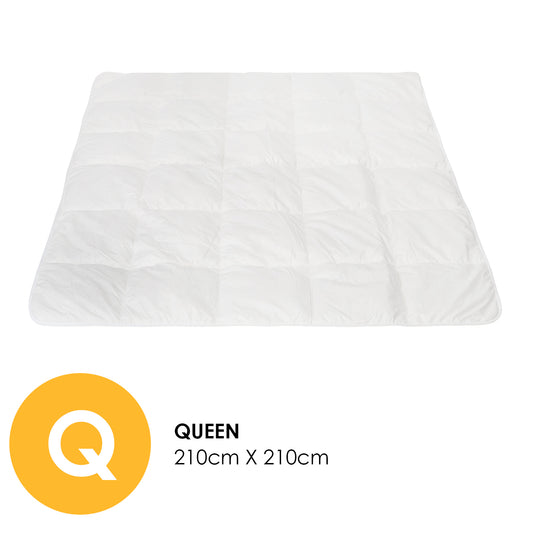 Royal Comfort 260GSM Deluxe Eco-Silk Touch Quilt 100% Cotton Cover - Queen - White