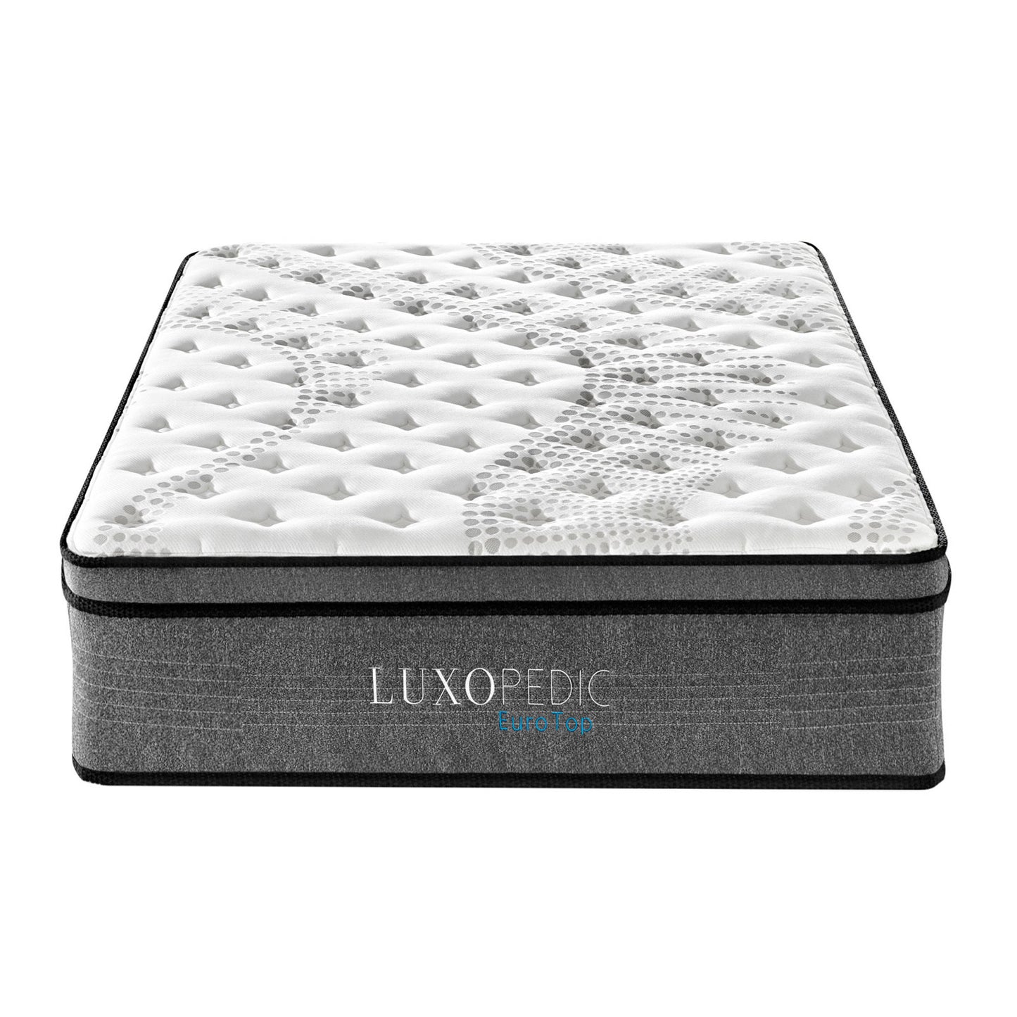 Luxopedic Pocket Spring Mattress 5 Zone 32CM Euro Top Memory Foam Medium Firm - Single - White  Grey