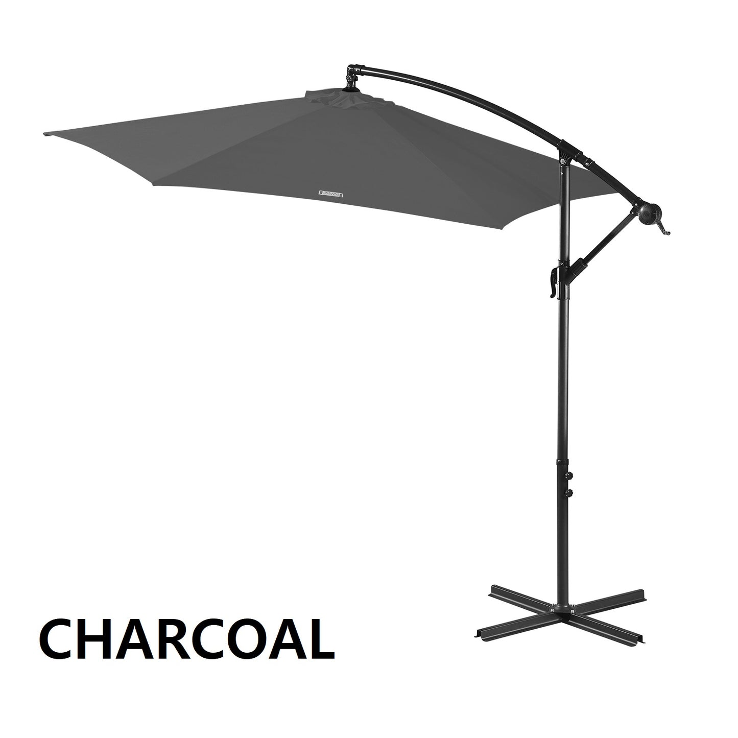 Milano Outdoor 3 Metre Cantilever Umbrella UV Sunshade Garden Patio Deck - Charcoal