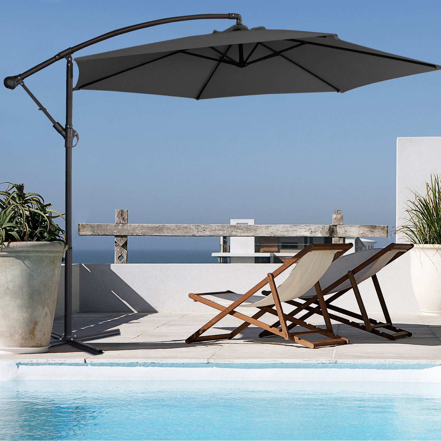 Milano Outdoor 3 Metre Cantilever Umbrella UV Sunshade Garden Patio Deck - Charcoal