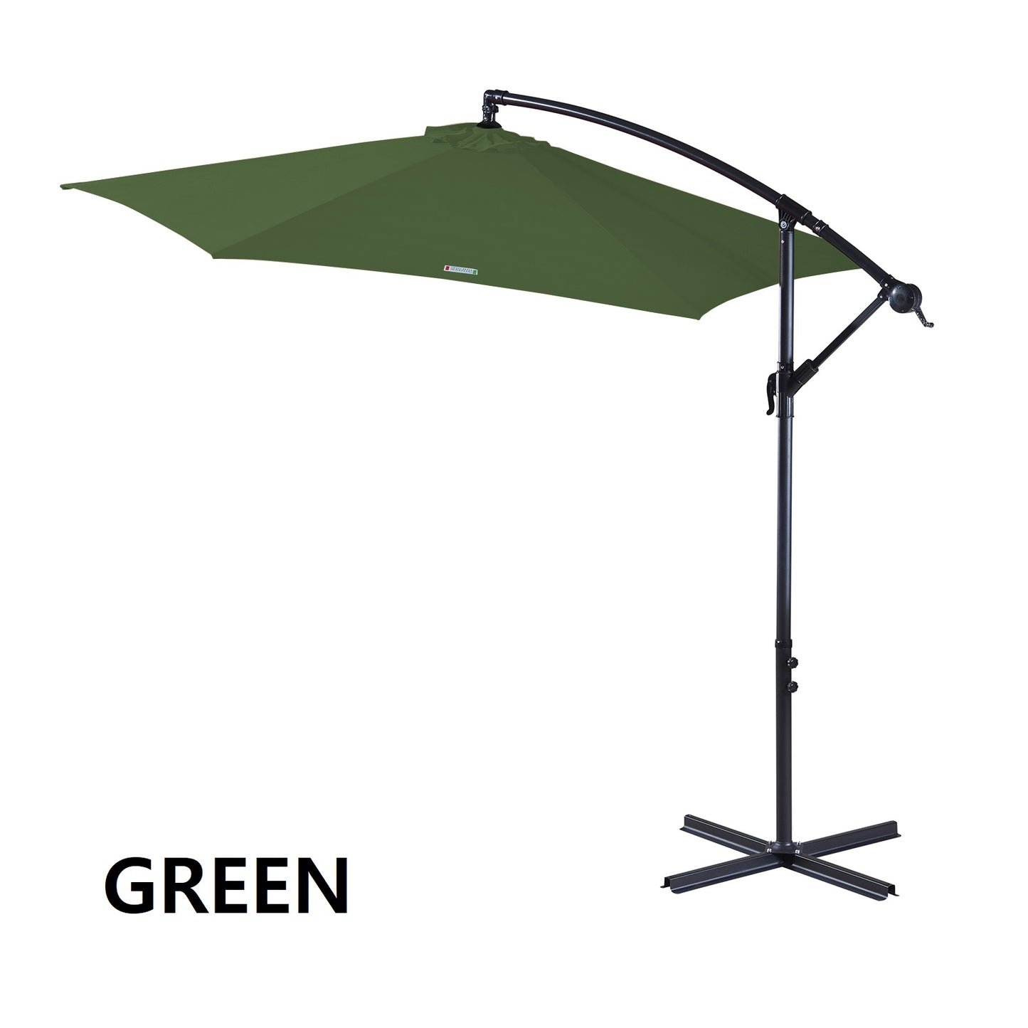 Milano Outdoor 3 Metre Cantilever Umbrella UV Sunshade Garden Patio Deck - Green