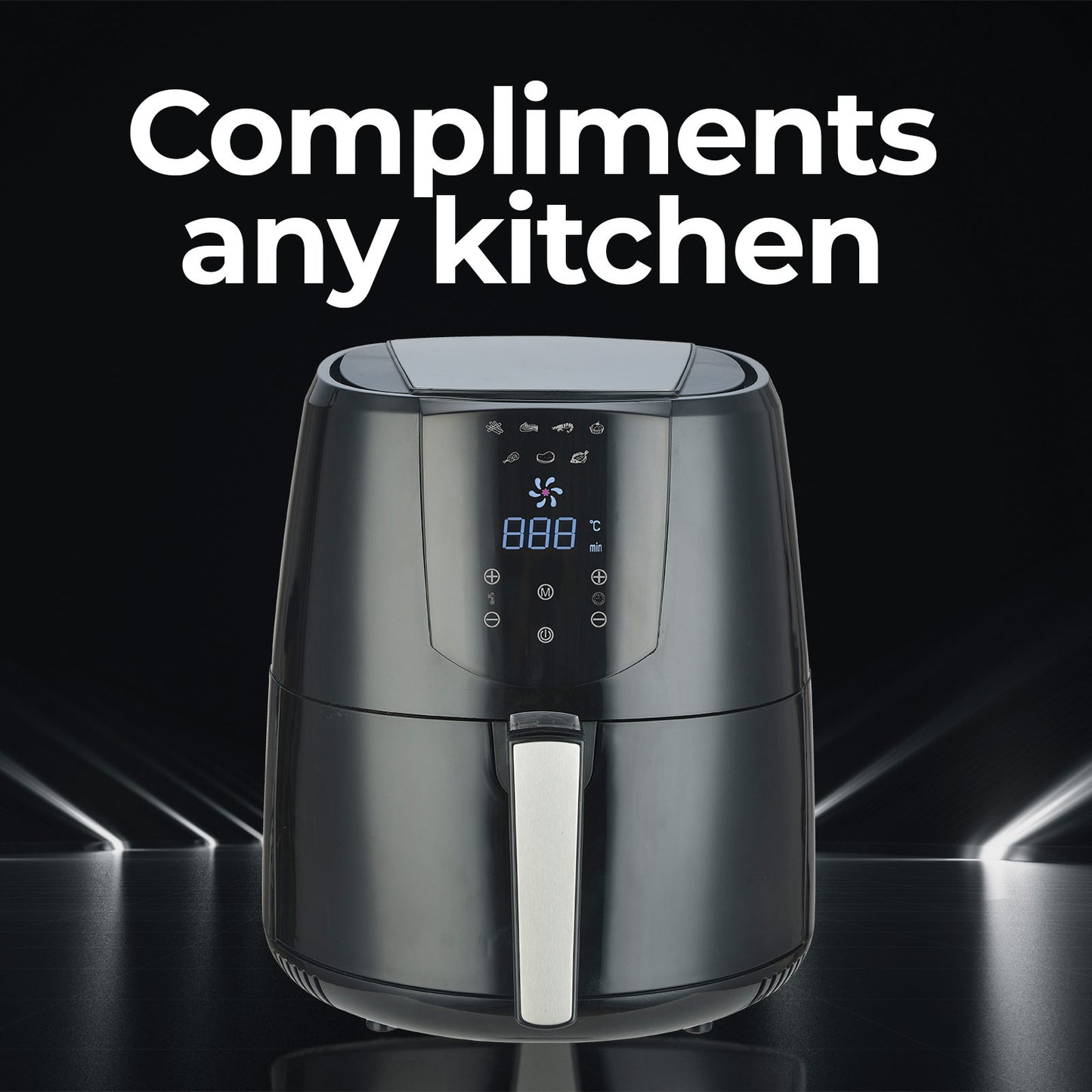 Kitchen Couture 4.2 Litre Air Fryer Digital Display Black 1400W Healthy Cooker