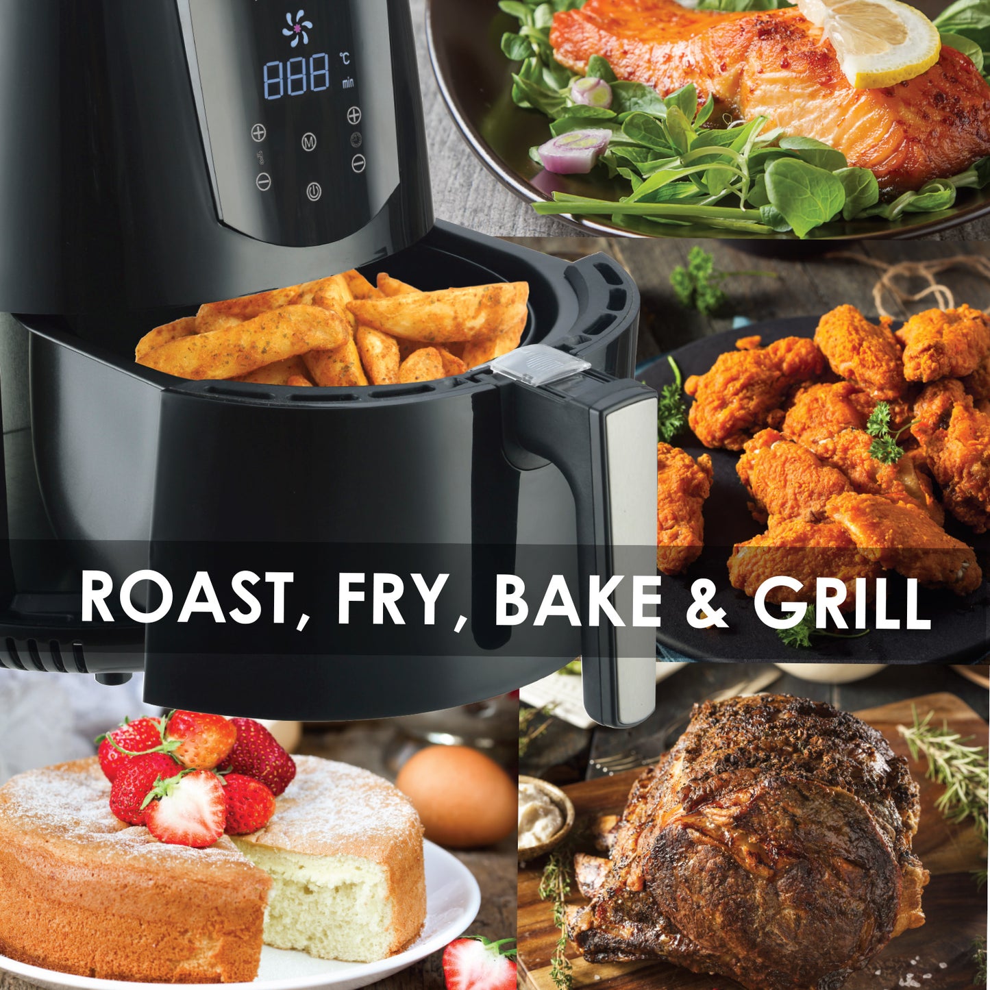 Kitchen Couture 4.2 Litre Air Fryer Digital Display Black 1400W Healthy Cooker