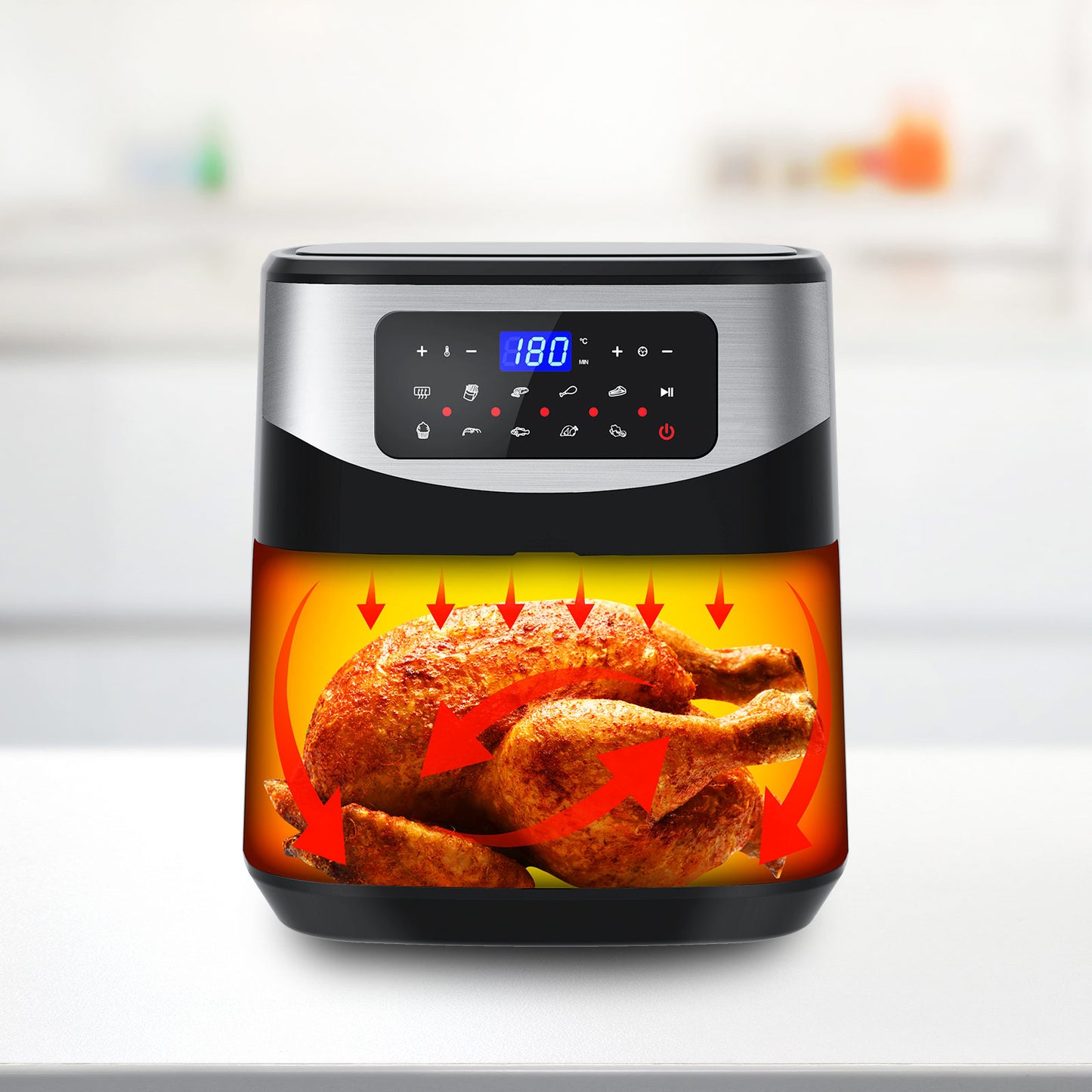 Kitchen Couture 12 Litre Air Fryer Multifunctional LCD One Touch Display Silver