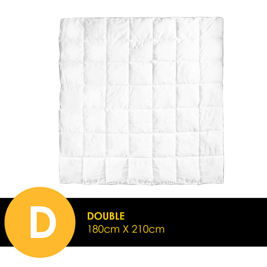 Royal Comfort Bamboo Blend Quilt 250GSM Luxury Doona Duvet 100% Cotton Cover - Double - White