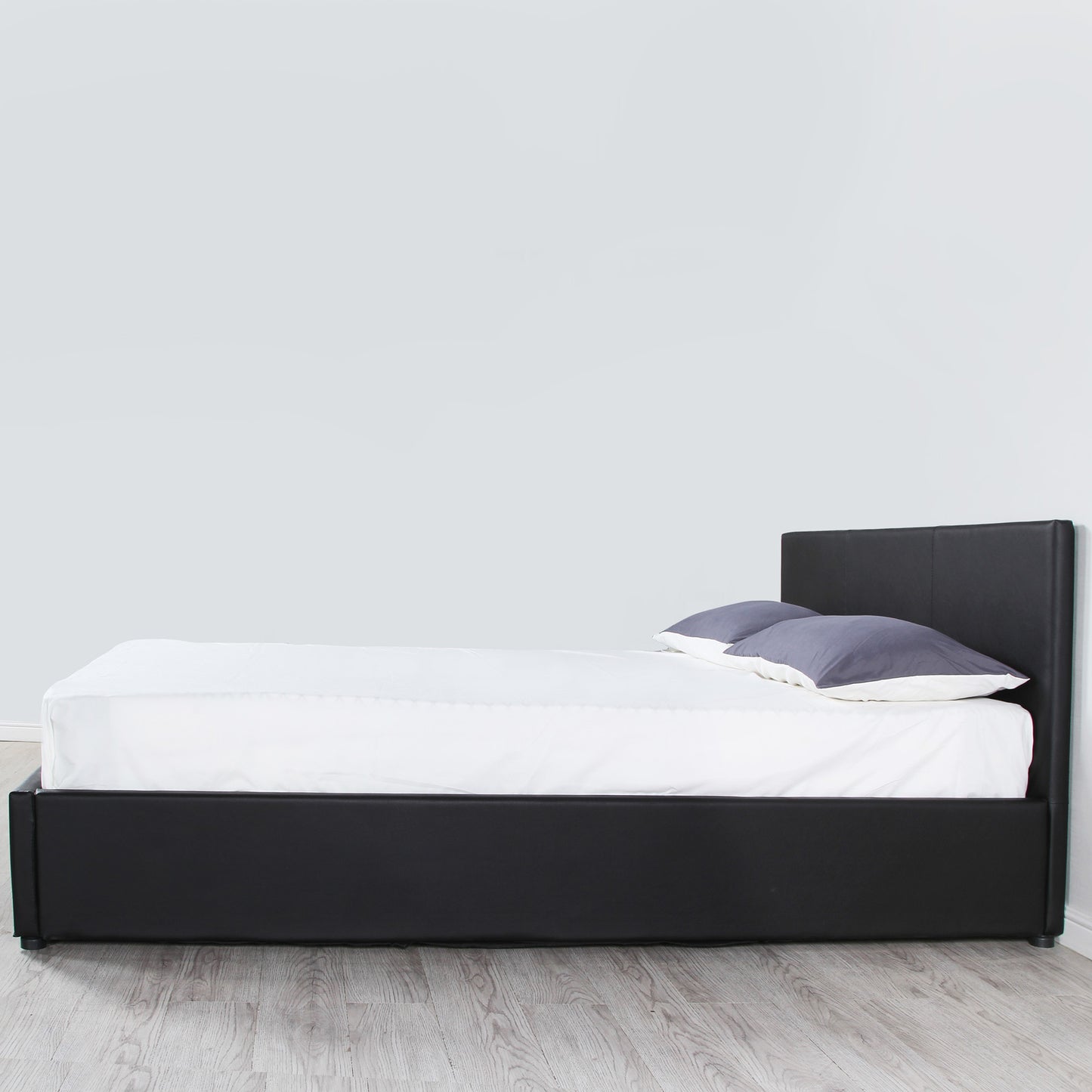 Milano Luxury Gas Lift Bed Frame And Headboard Double Queen King Black Dark Grey - Queen - Black