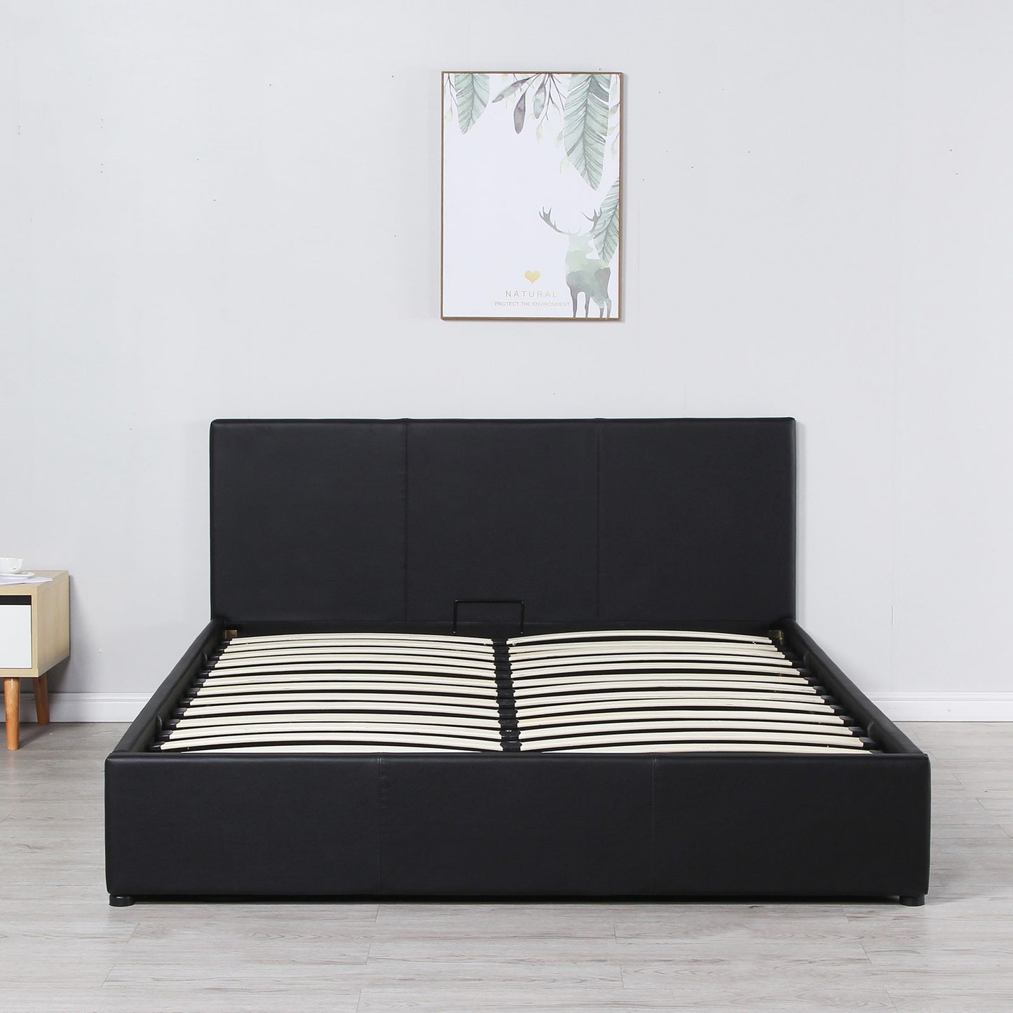 Milano Luxury Gas Lift Bed Frame And Headboard Double Queen King Black Dark Grey - Queen - Black