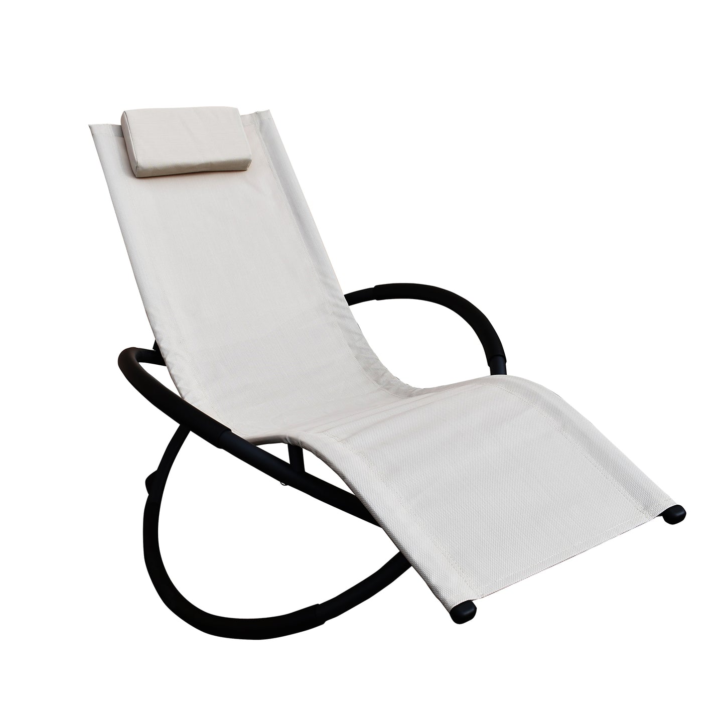 Arcadia Furniture Zero Gravity Portable Foldable Rocking Chair Recliner Lounge - Sand