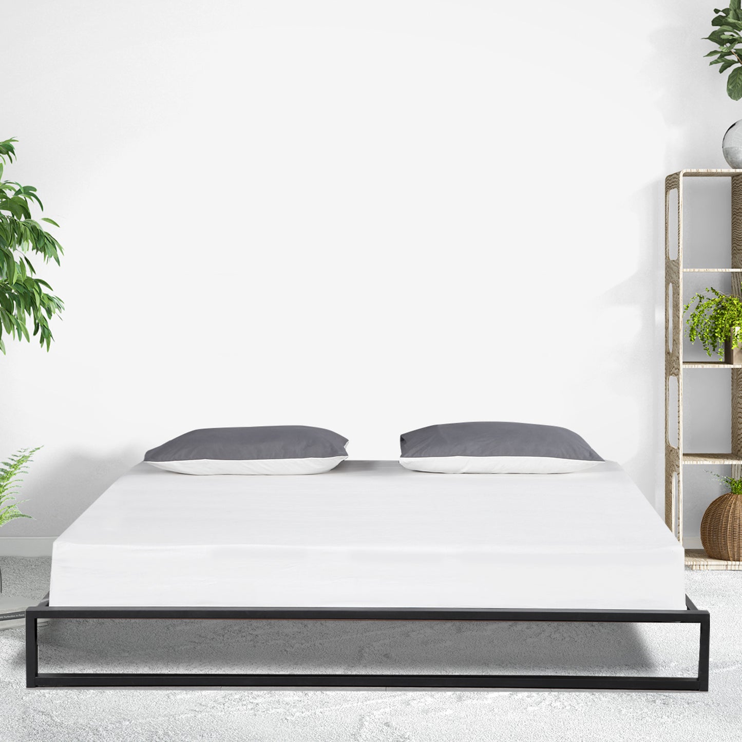 Milano Decor Florence Metal Bed Frame Mattress Base Platform Modern Black - King Single - Black