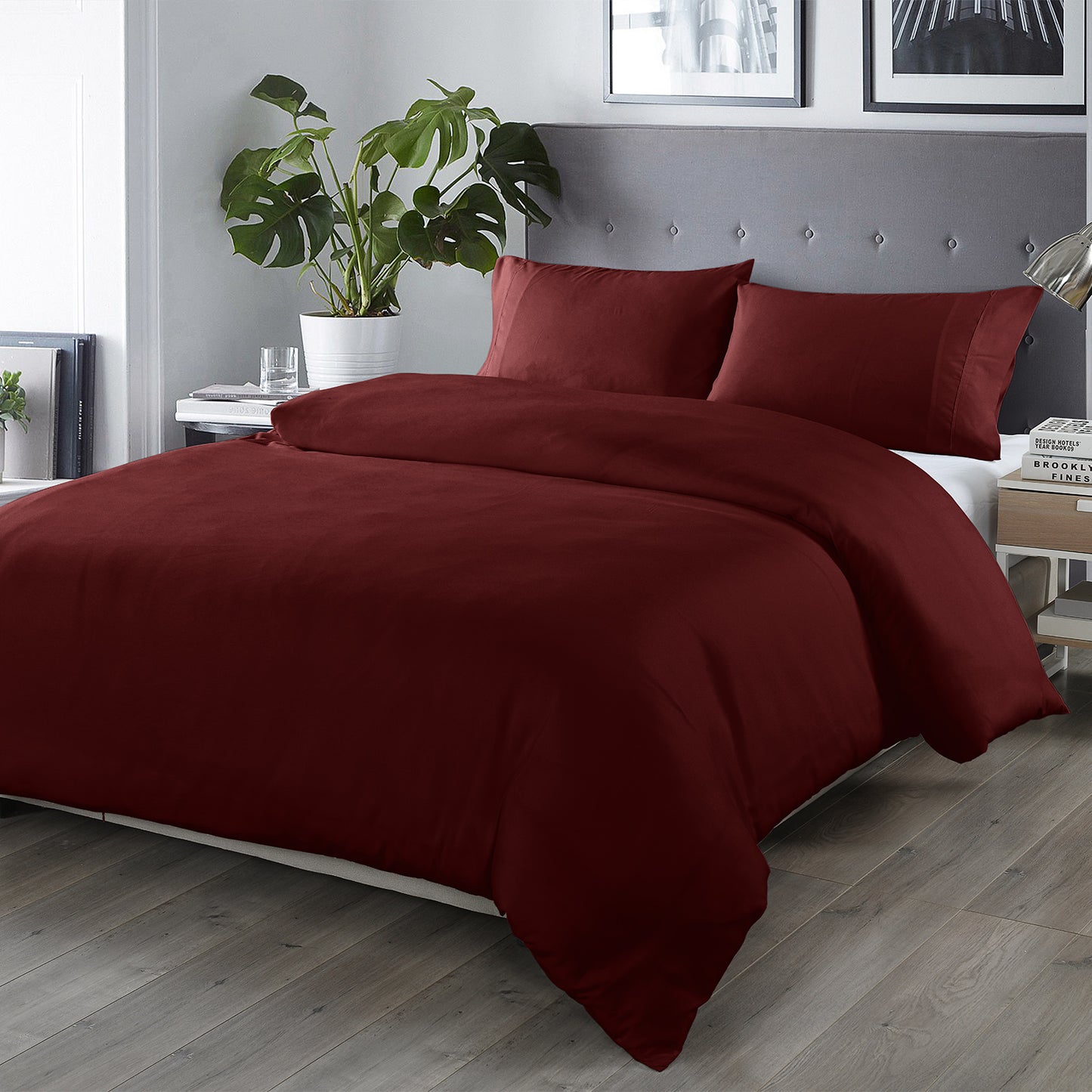 Royal Comfort Bamboo Blended Quilt Cover Set 1000TC Ultra Soft Luxury Bedding - King - Malaga Wine