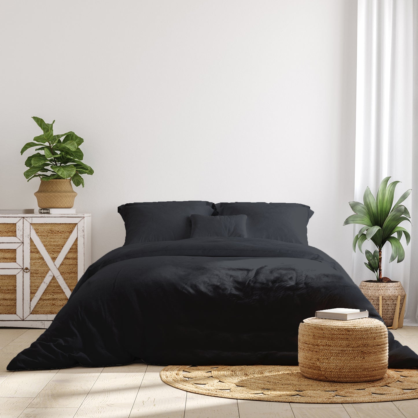 Royal Comfort 1000 Thread Count Bamboo Cotton Sheet and Quilt Cover Complete Set - King - Charcoal