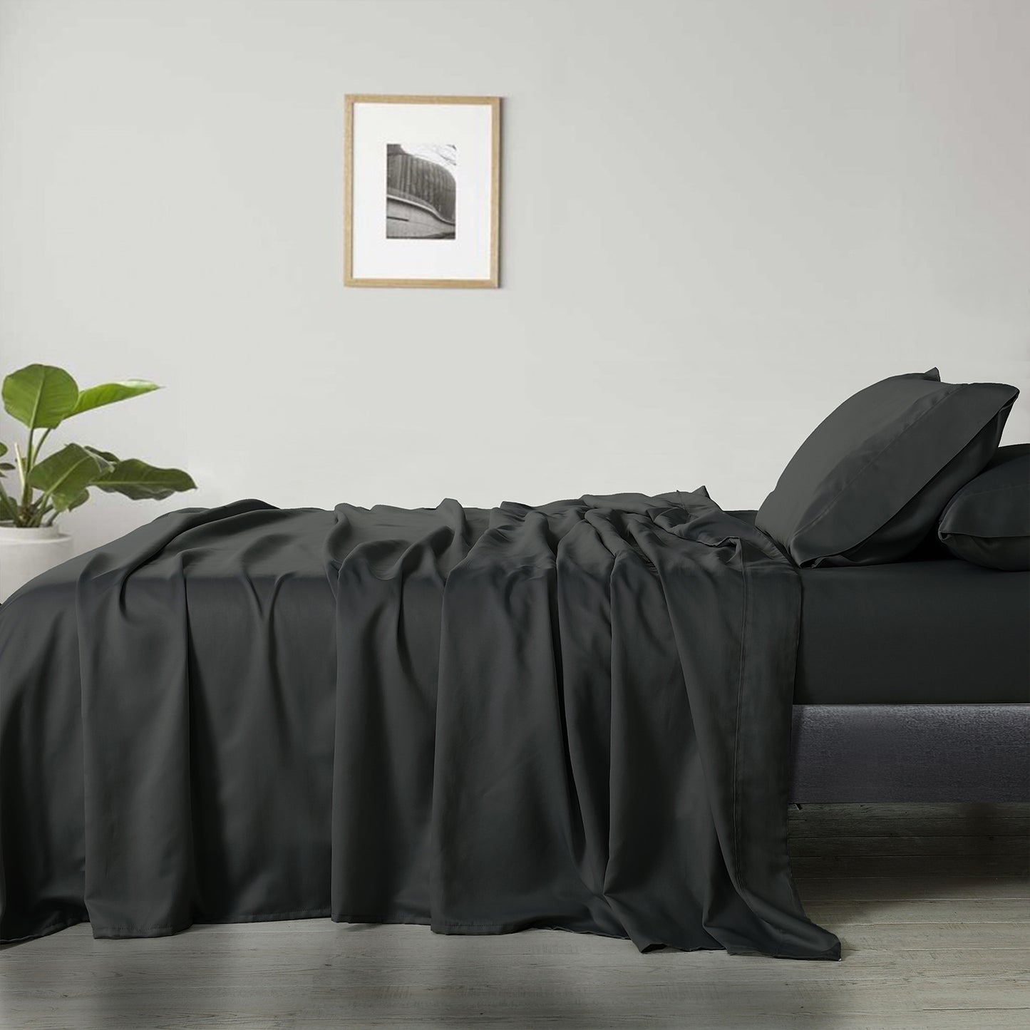 Royal Comfort 600 Thread Count Cooling Ultra Soft Tencel Eucalyptus Sheet Set - King - Graphite