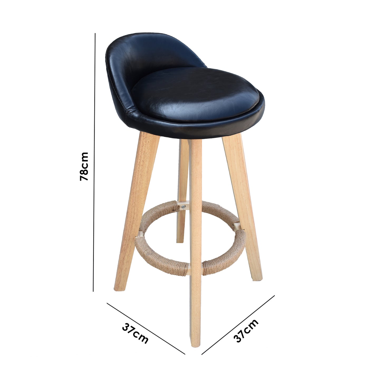 Milano Decor Phoenix Barstool Black Chairs Kitchen Dining Chair Bar Stool - One Pack - Black