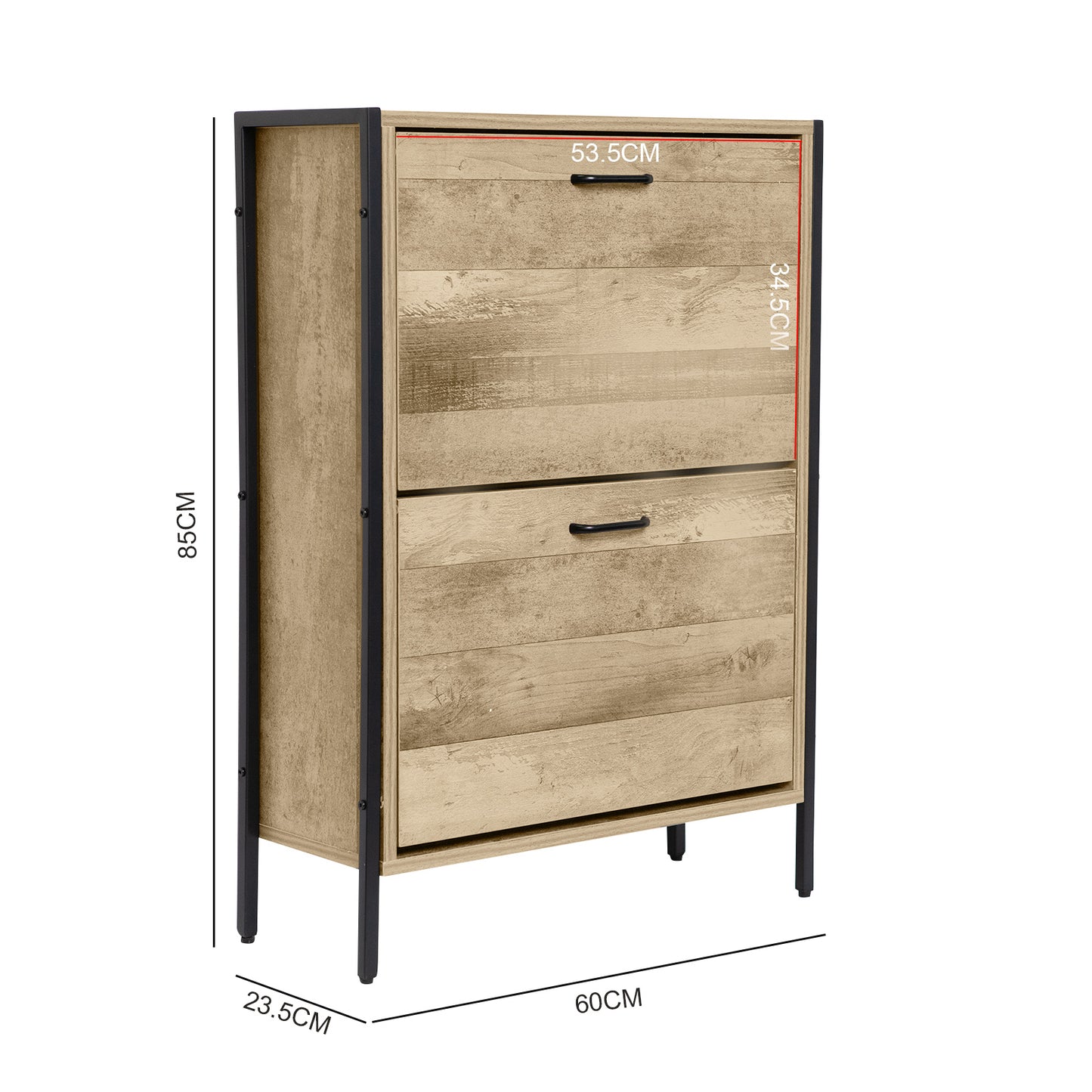 Milano Decor 12 Pair Wooden Shoe Cabinet Drawer Storage - Black And Oak