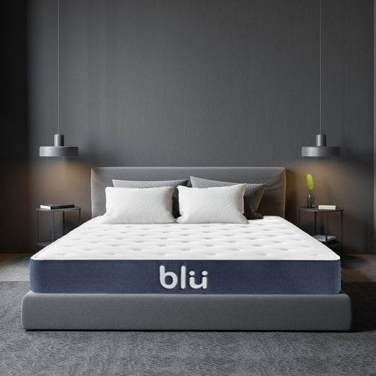 Milano Blu Mattress Hybrid Memory Foam Bonnell Spring Design Medium Firm 23cm - Single - White  Blue