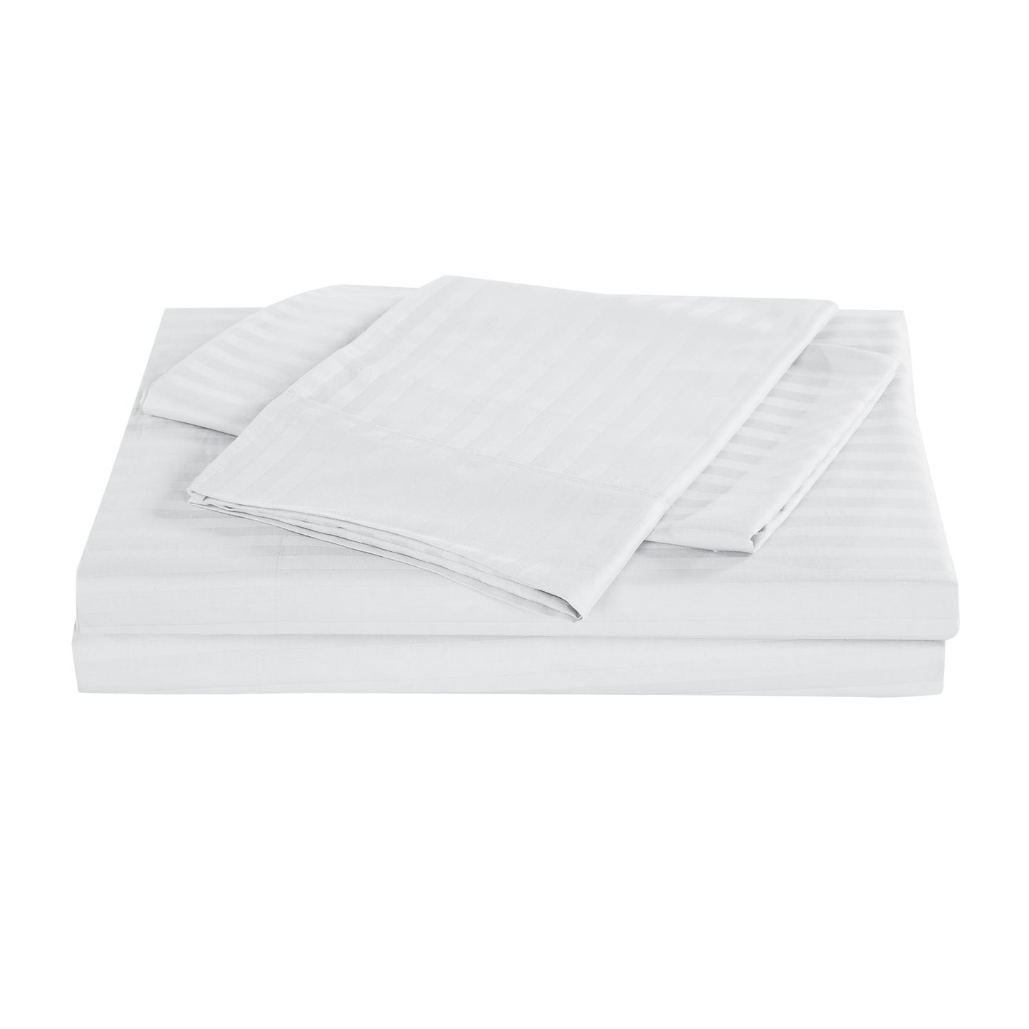 Kensington 1200 Thread Count 100% Egyptian Cotton Sheet Set Stripe Hotel Grade - Mega King - White