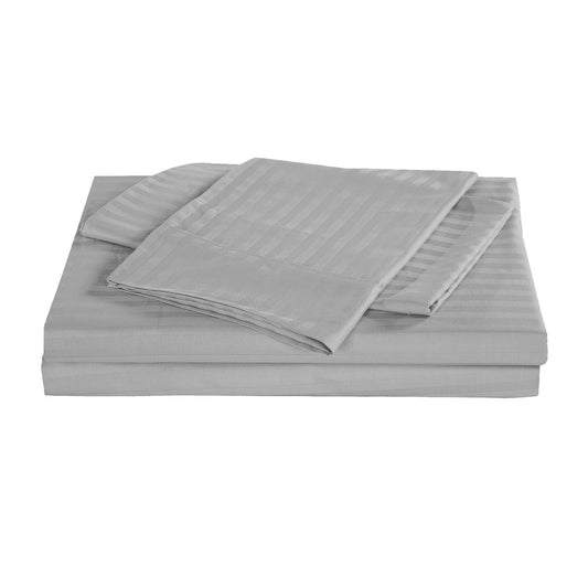 Kensington 1200 Thread Count 100% Egyptian Cotton Sheet Set Stripe Hotel Grade - Mega King - Silver