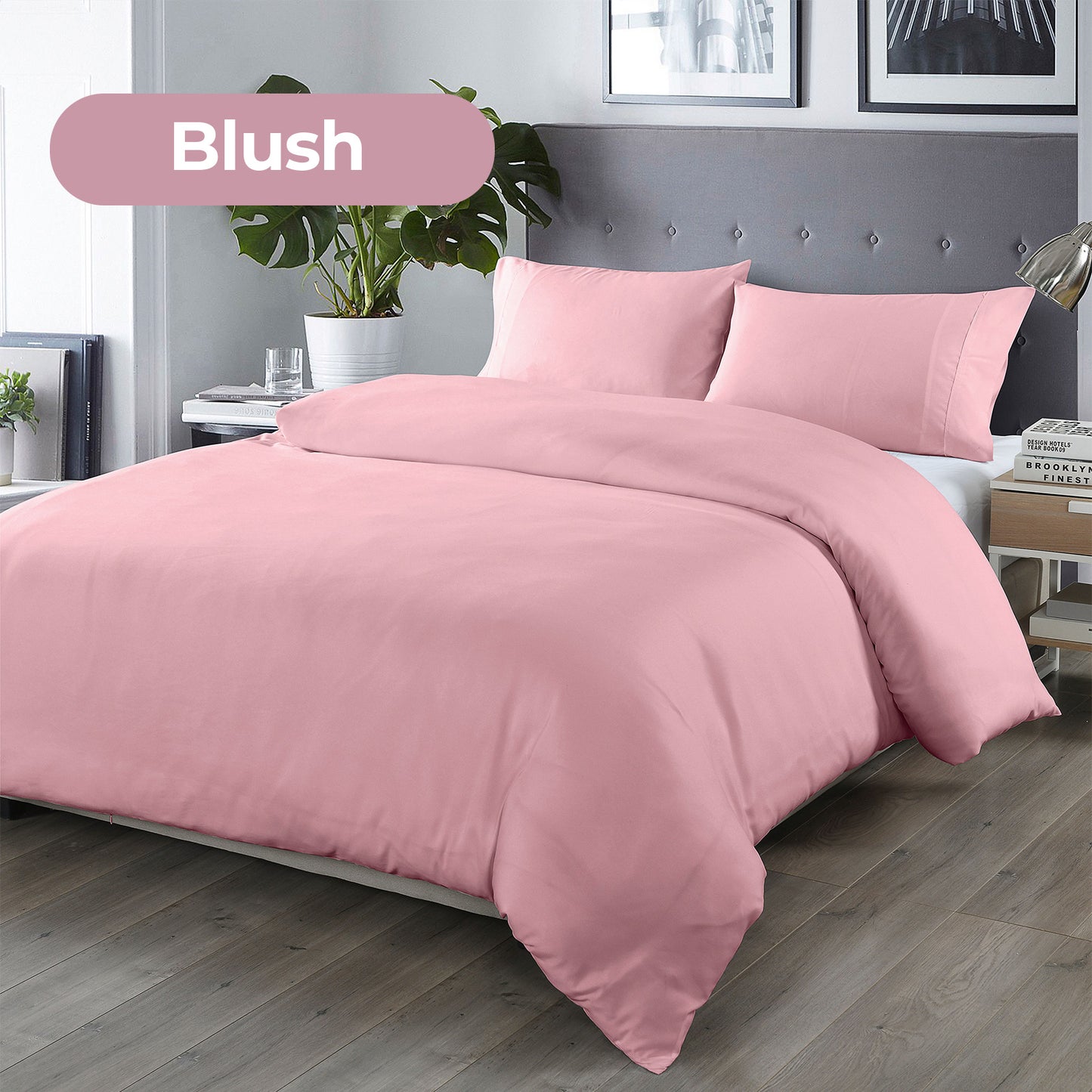 Royal Comfort Bamboo Blended Quilt Cover Set 1000TC Ultra Soft Luxury Bedding - King - Blush