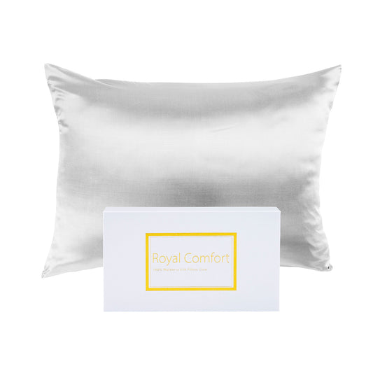 Royal Comfort Pure Silk Pillow Case 100% Mulberry Silk Hypoallergenic Pillowcase - Silver