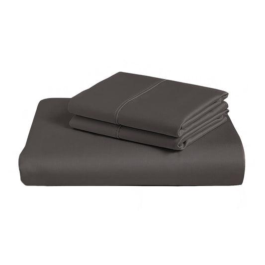 Royal Comfort 1000 Thread Count Cotton Rich 3 Piece Fitted Sheet Pillowcase Set - Queen - Charcoal