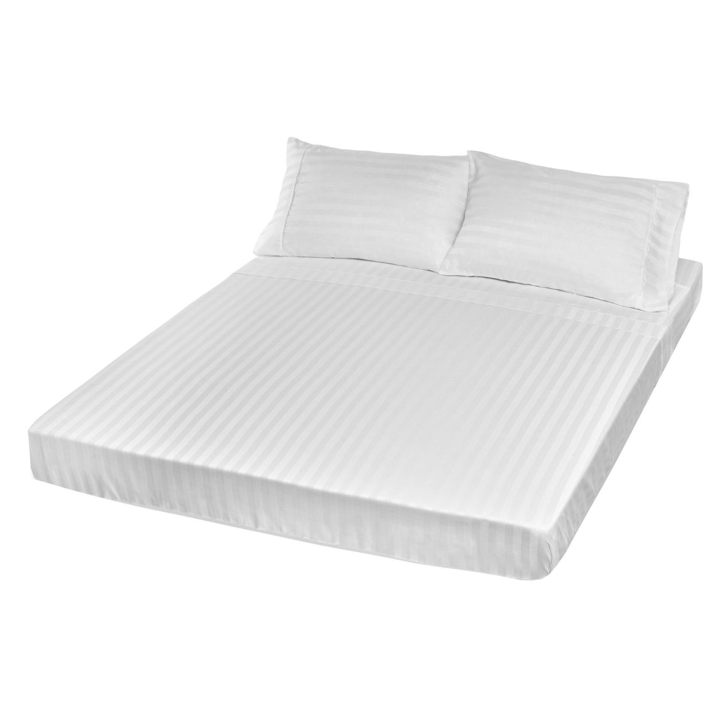 Royal Comfort 1200TC Sheet Set Damask Cotton Blend Ultra Soft Sateen Bedding - Queen - White