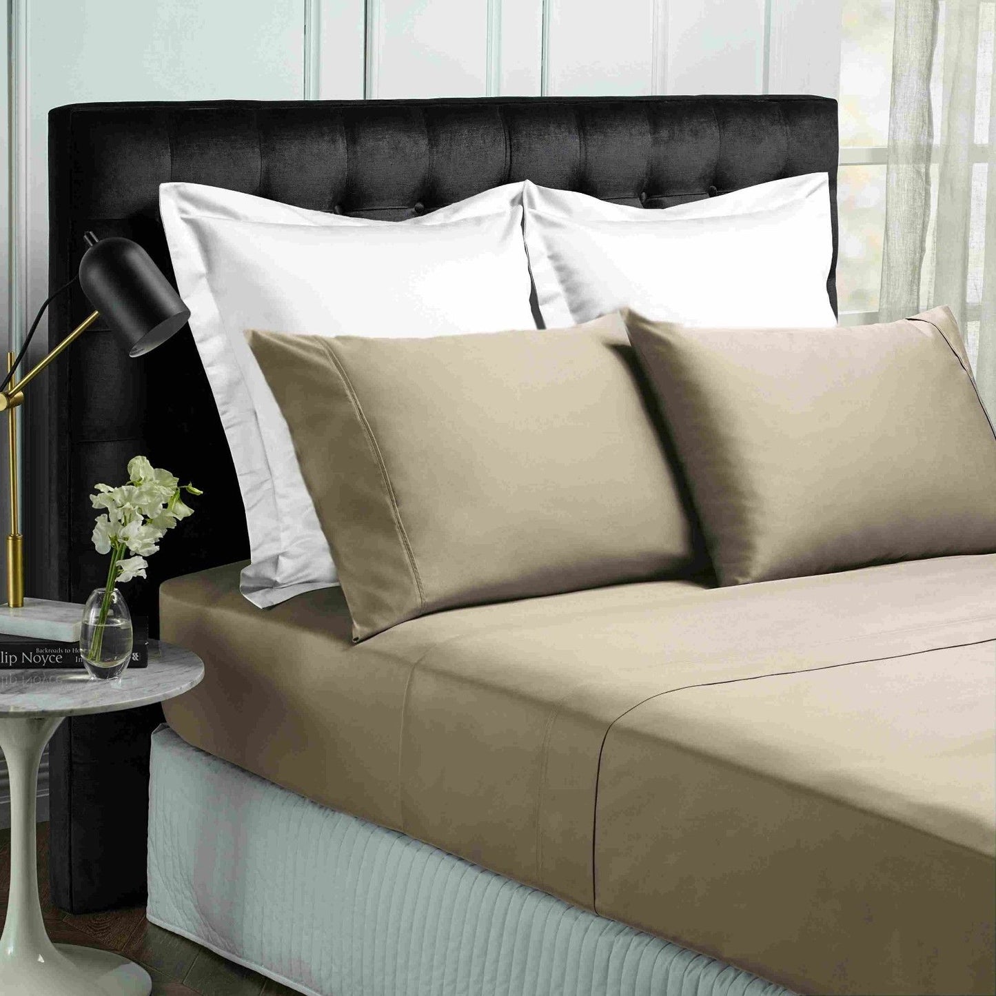 Park Avenue 500TC Soft Natural Bamboo Cotton Sheet Set Breathable Bedding - Double - Pewter