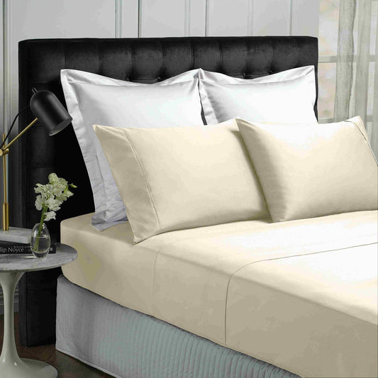 Park Avenue 500TC Soft Natural Bamboo Cotton Sheet Set Breathable Bedding - Queen - Vanilla