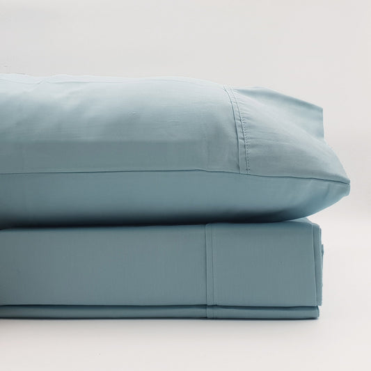 Renee Taylor 1500 Thread Count Pure Soft Cotton Blend Flat & Fitted Sheet Set Mist Queen