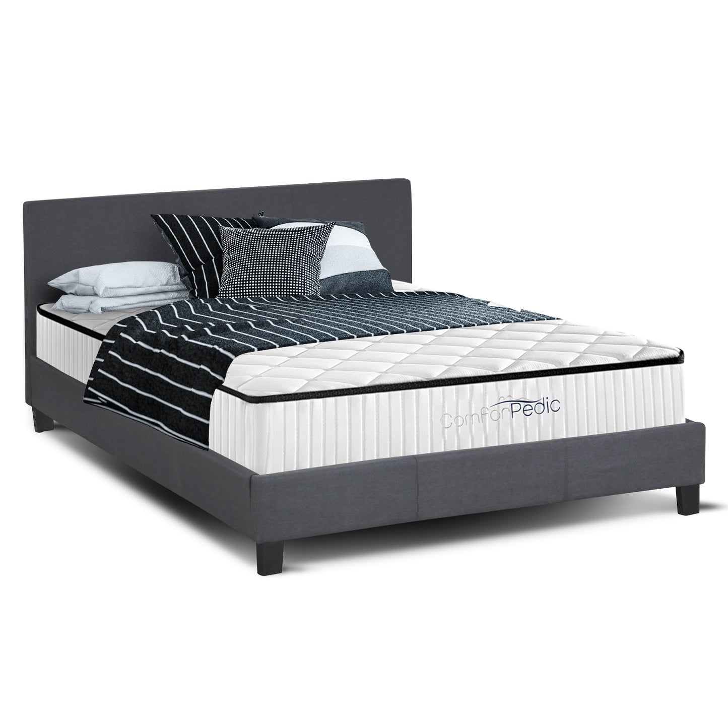 Azure Bed Frame + Comforpedic Mattress + 250GSM Bamboo Quilt Package Deal Set - Queen