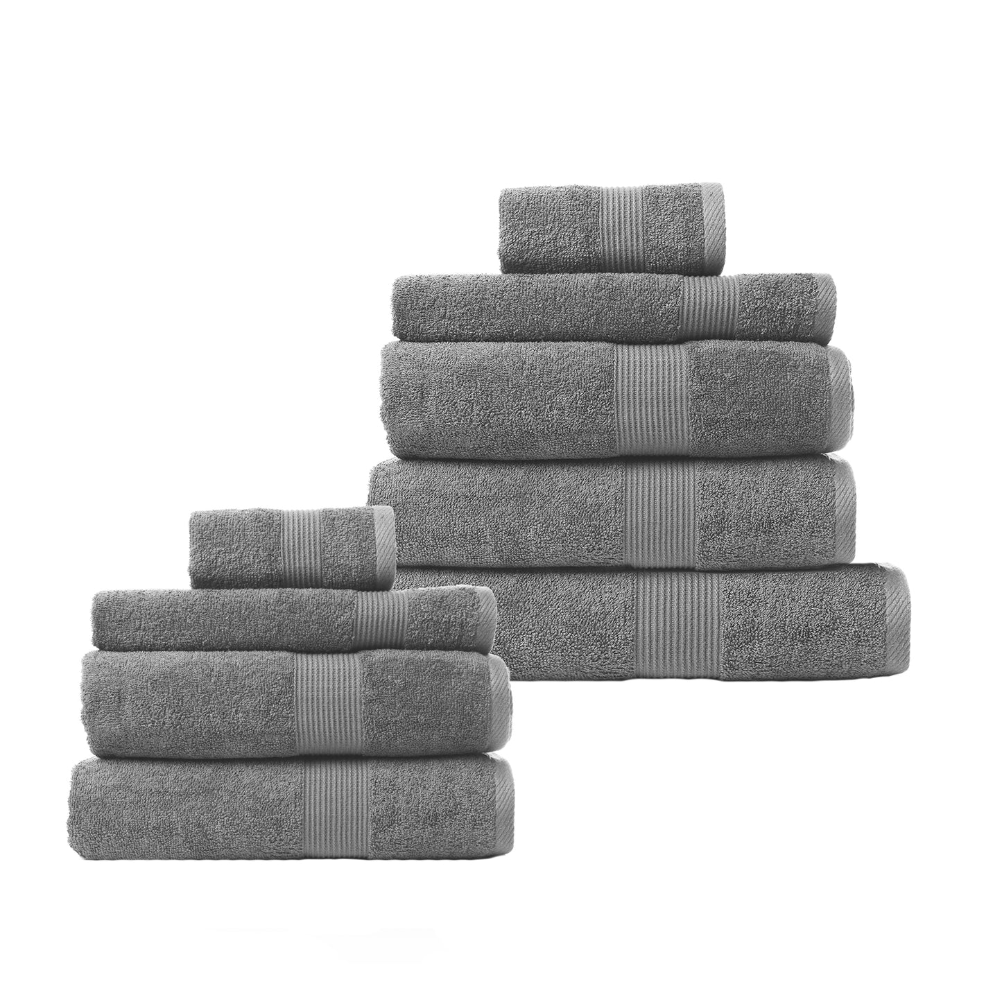 Royal Comfort 9 Piece Cotton Bamboo Towel Bundle Set 450GSM Luxurious Absorbent - Charcoal