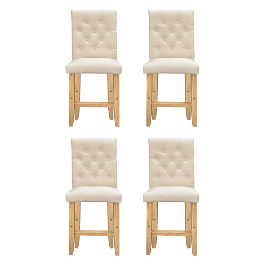 Milano Decor Hamptons Barstool Cream Chairs Kitchen Dining Chair Bar Stool - Four Pack - Cream